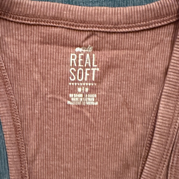 Aerie Rust Buttoned Ribbed Tank Top - Picture 2 of 3